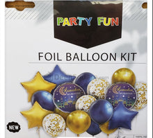 Load image into Gallery viewer, 18 pc Star and Balloons Ramadan Mubarak Foil Kit for Ramadan Decorations overbookedatm