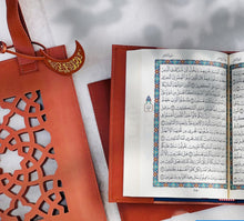 Load image into Gallery viewer, Elegant Quran Gift Set with Leather Bag | مجموعة هدايا القرآن الكريم الأنيقة مع حقيبة جلدية overbookedatm
