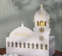 Load image into Gallery viewer, Mosque-Shaped Quran and Prayer Mat Forex Stand | حامل القرآن وسجادة الصلاة بتصميم مصنوع من الـ "فوركس" overbookedatm