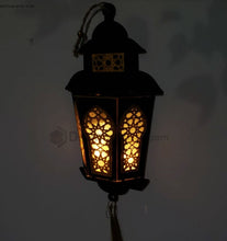 Load image into Gallery viewer, Ramadan Wooden Wall Hanging Lantern Decoration LED Lamp Black overbookedatm