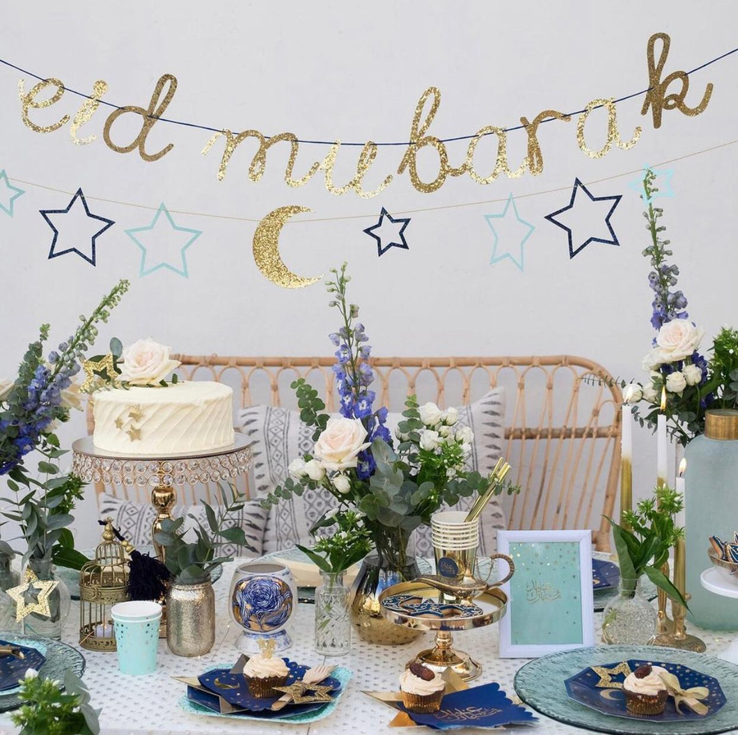 Eid Mubarak star and moon banner overbookedatm